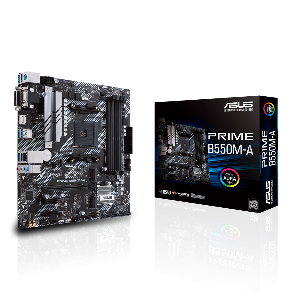 ASUS PRIME B550MA mATX MB dual M2 PCIe 40 1Gb Ethernet HDMIDSubDVI SATA 6Gbps USB32 Gen 2 TypeA