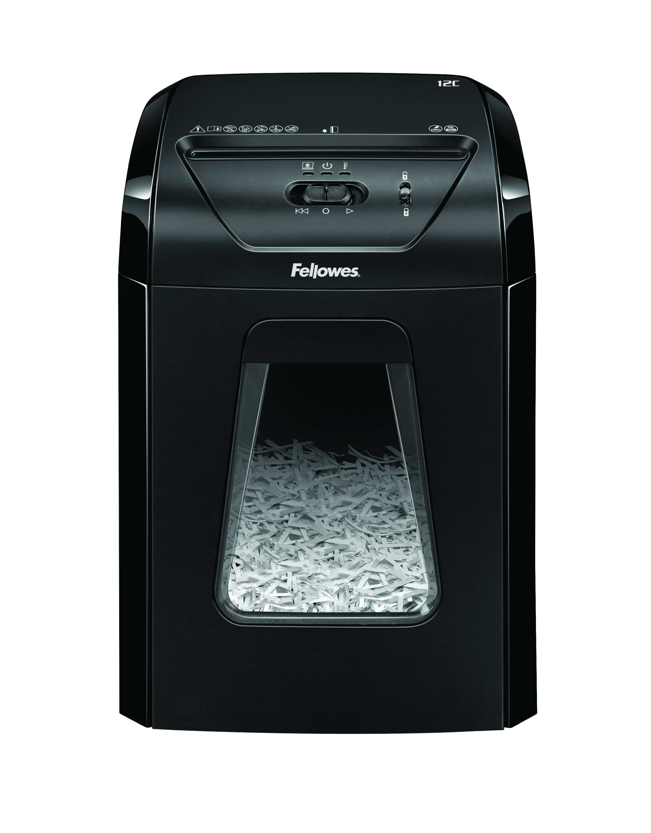 Fellowes Powershred 12C Aktenvernichter mit Partikelschnitt P4, 4 x 40 mm, bis 11 Blatt, schwarz