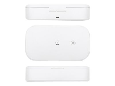 MANHATTAN UV-Desinfektionsbox fuer Smartphones Sterilisator mit UV-Licht fuer Handys Masken Kreditkarten und mehr weiss