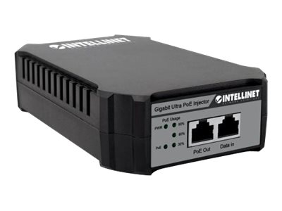 INTELLINET Gigabit Ultra PoE-Injektor 1 x 95 Watt-Port IEEE 802.3bt und IEEE 802.3at/af-konform Kunststoffgehaeuse