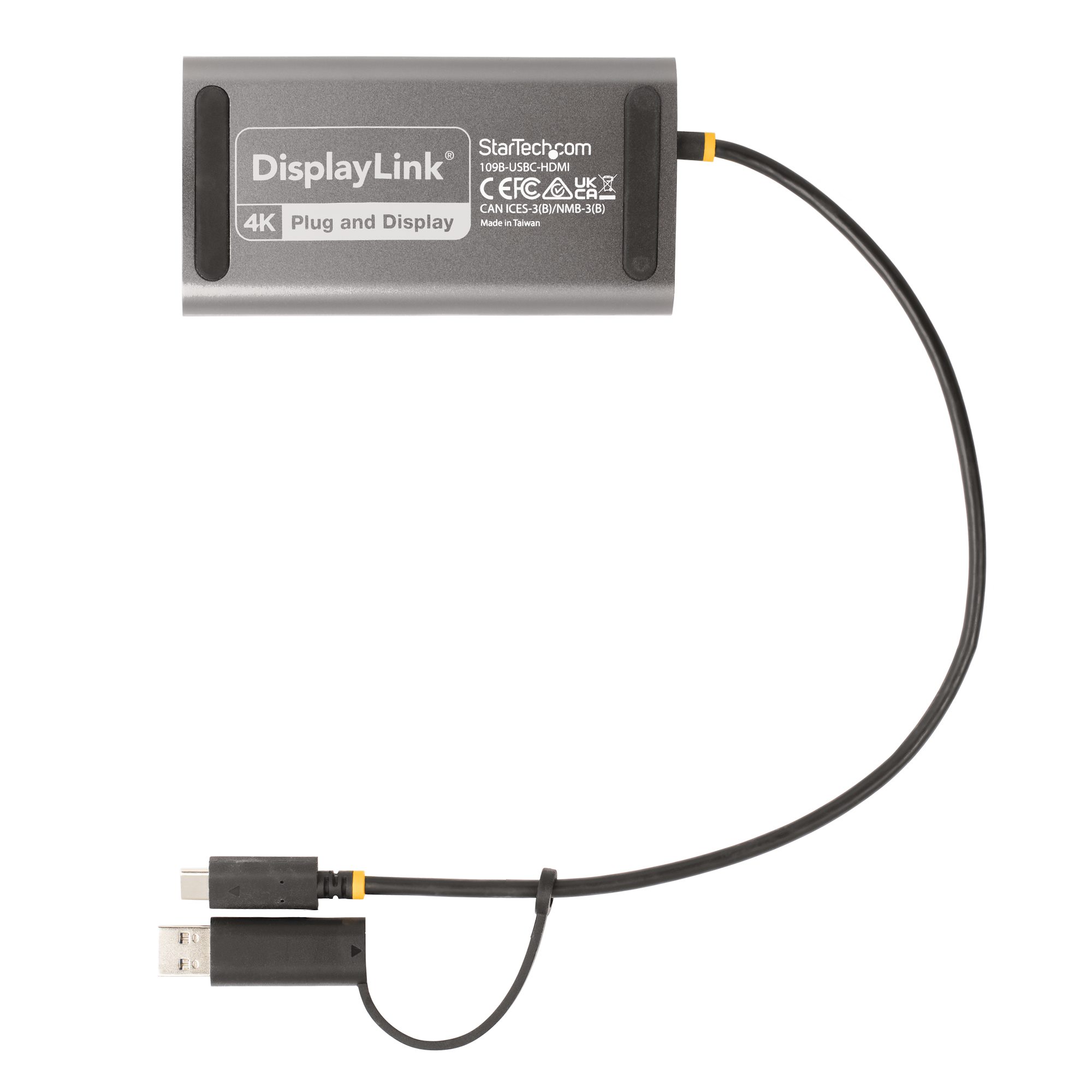 StarTech USBC to DualHDMI Adapter, USBC or A to 2x HDMI, 4K 60Hz, 100W PD PassThrough, 1ft 30cm