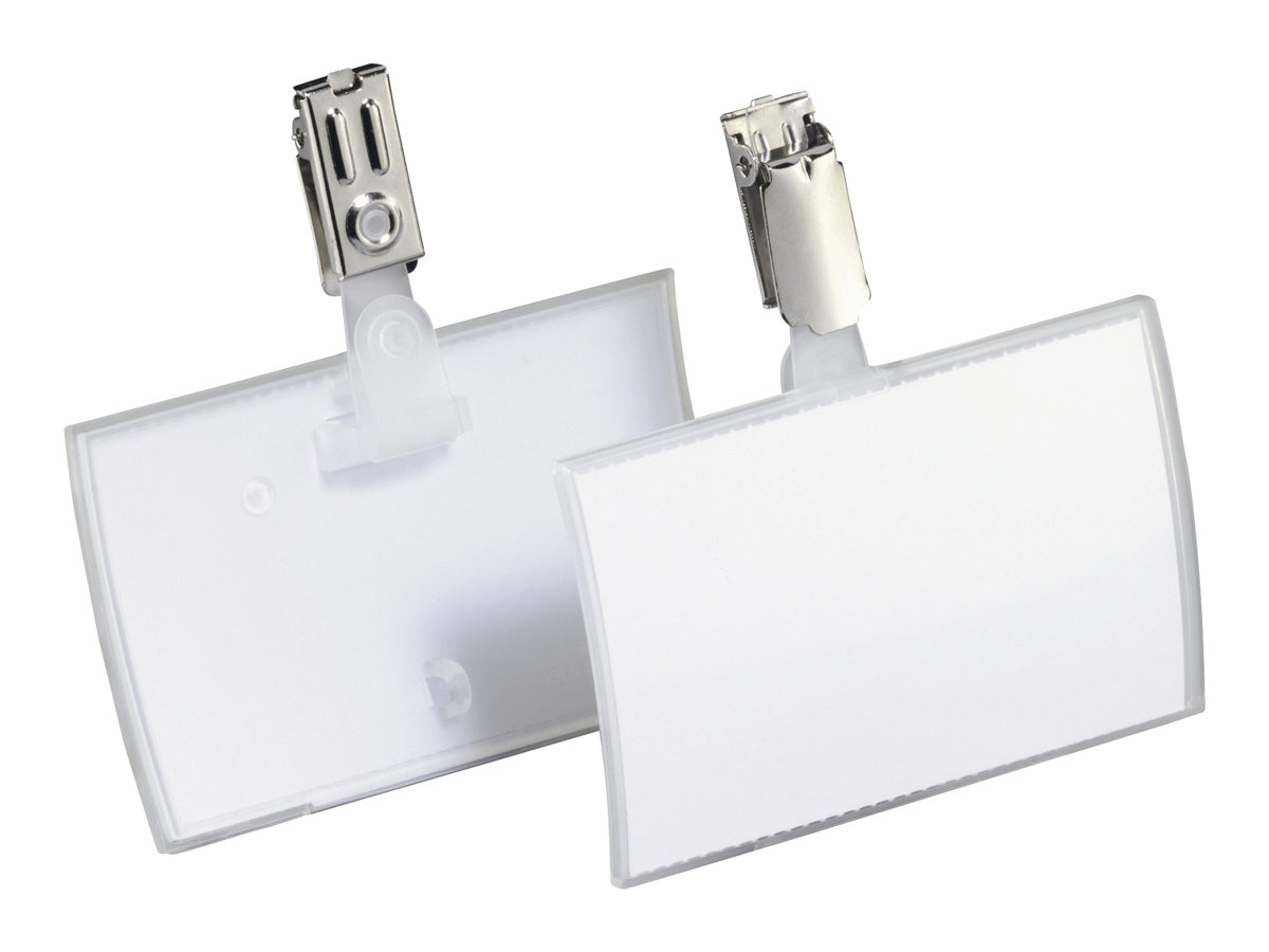 25 DURABLE Click Fold Namensschilder mit Clip 9,0 x 5,4 cm