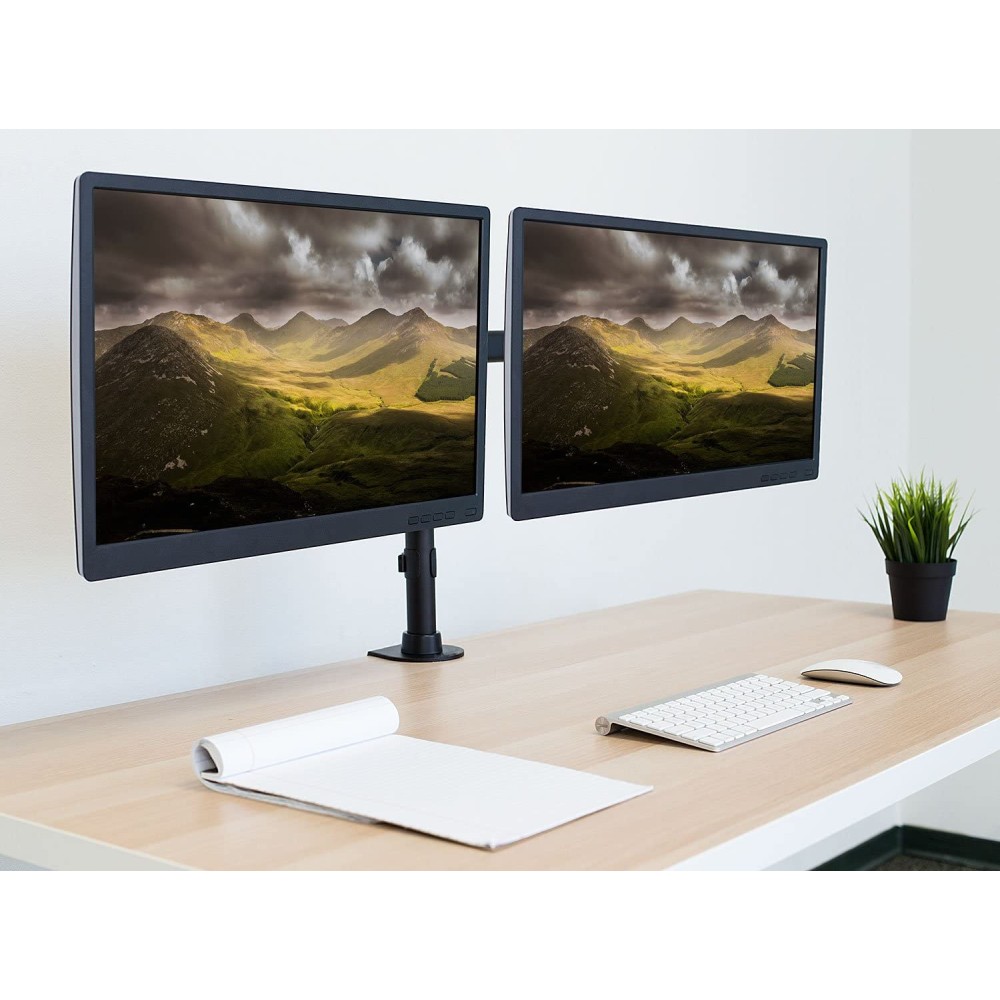 TECHLY Schreibtischhalterung fuer 2 LCD TV LED 38,1cm68,58cm 1527Zoll Seite an Seite mit Klemme