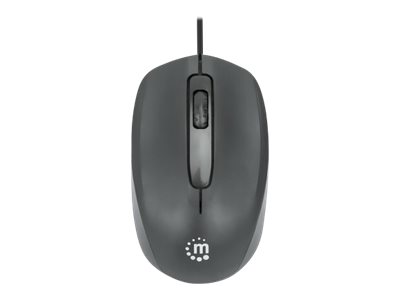 MANHATTAN Comfort II Optische USB-Maus USB-A drei Tasten plus Mausrad 1000 dpi für Links- und Rechtshänder 1,2 m Kabel schwarz