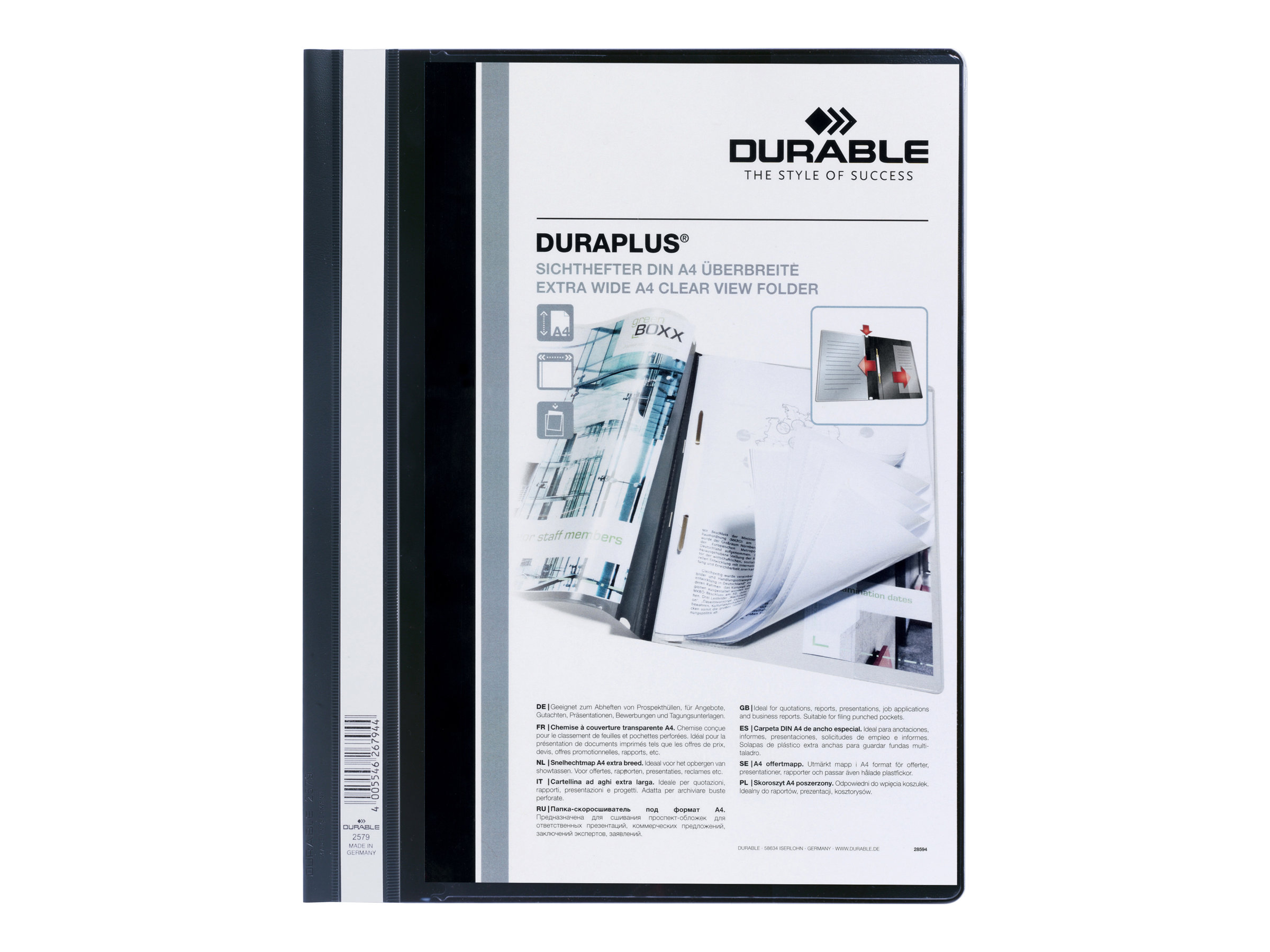 Durable DURAPLUS Schnellhefter Schwarz DIN A4 überbreit