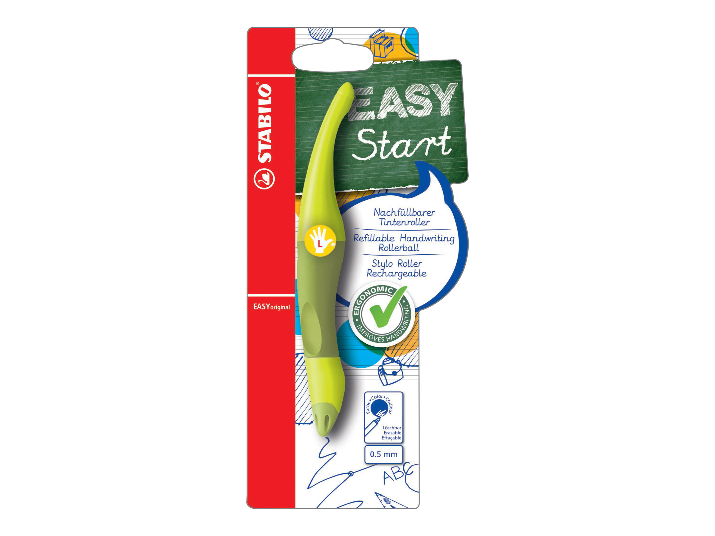 STABILO EASYoriginal Tintenroller Linkshaender limette/gruen 0,5 mm, Schreibfarbe: blau, 1 St. STABILO EASYoriginal Tintenroller Linkshaender limette/gruen 0,5 mm, Schreibfarbe: blau, 1 St.