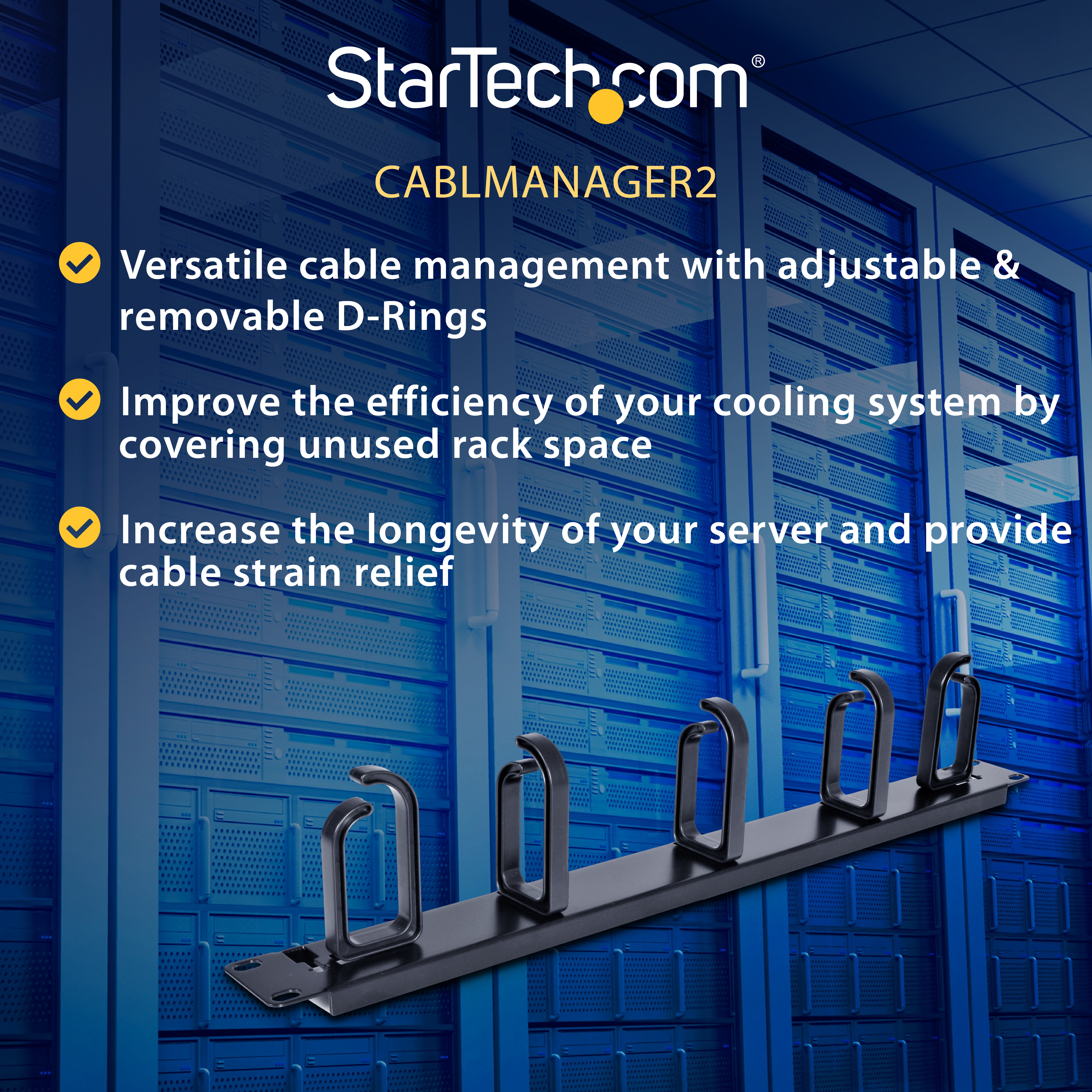 STARTECHCOM 1U Metal Rack Patch Cable Manager