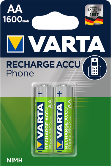 VARTA Akku Mignon AA 1600mAh NiMH Recharge Accu Phone (2er Pack)