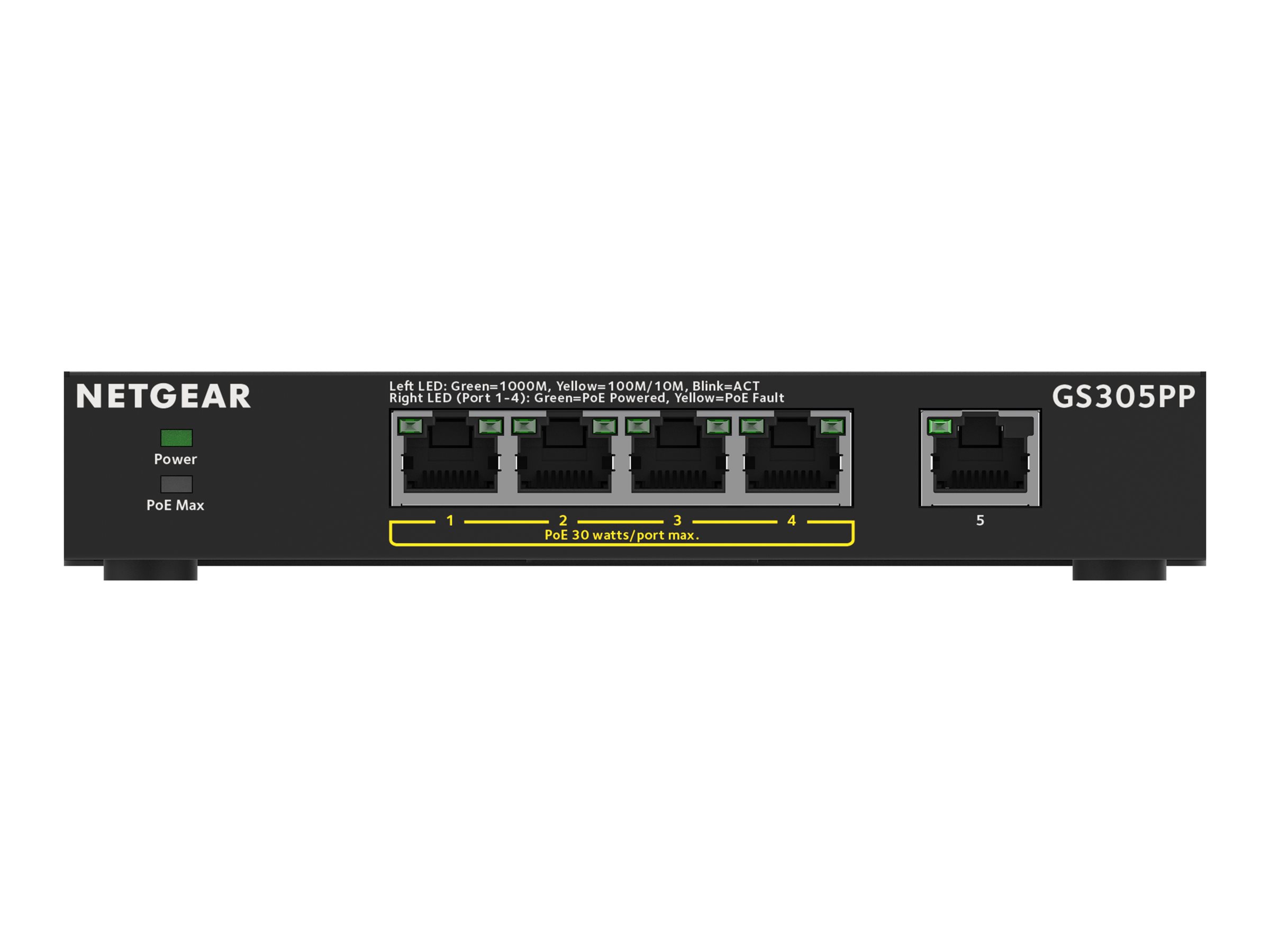 Netgear GS305PP - Switch - unmanaged - 5 x GbE (4 PoE) Budget 83 W Netgear GS305PP - Switch - unmanaged - 5 x GbE (4 PoE) Budget 83 W