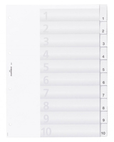 DURABLE Ordnerregister Vollformat 1-10 transparent 10-teilig, 1 Satz