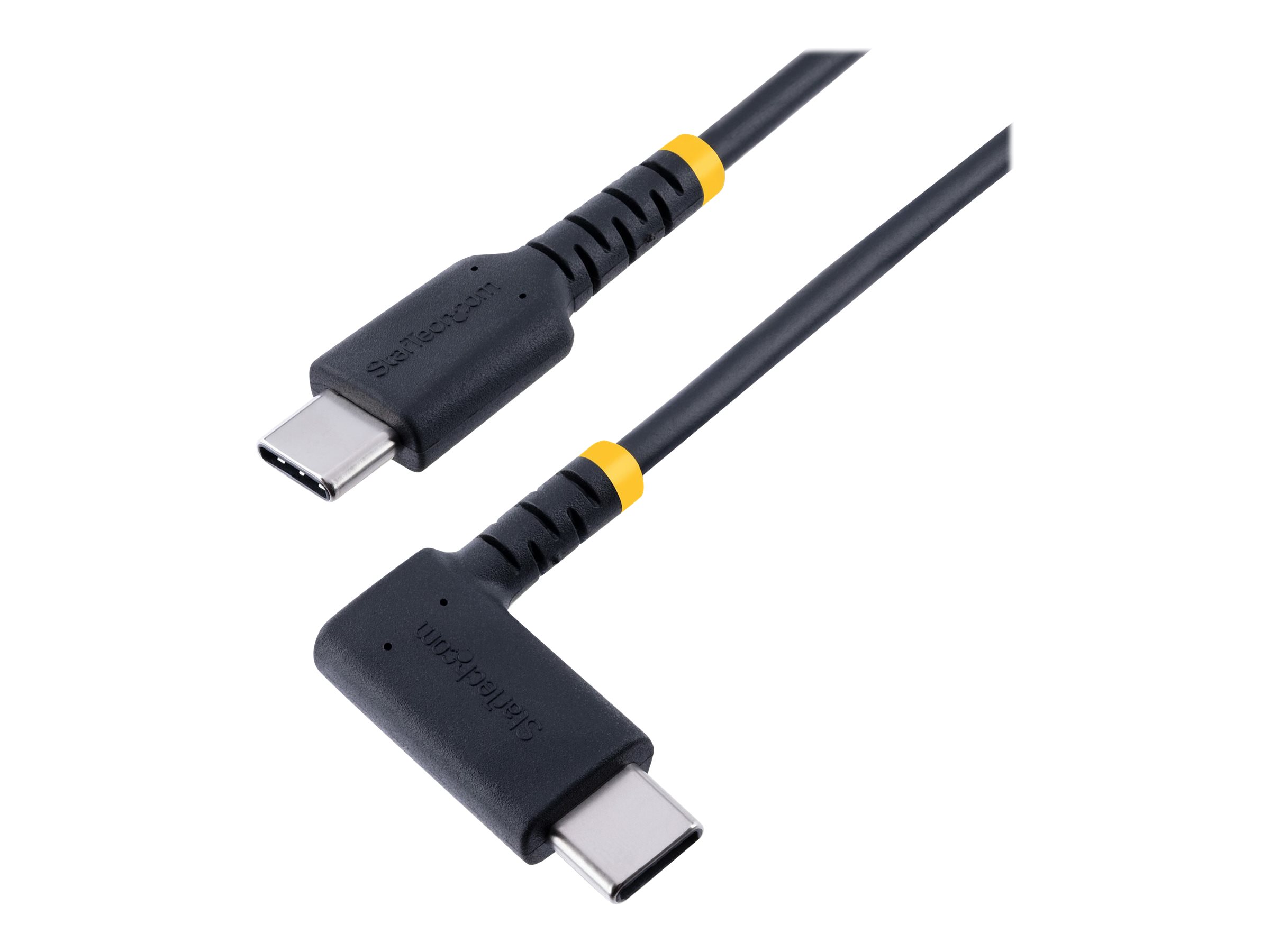 STARTECHCOM 6in 15cm USB C Charging Cable Right Angle 60W PD 3A Heavy Duty Fast Charge USBC Cable Durable Rugged Aramid Fiber