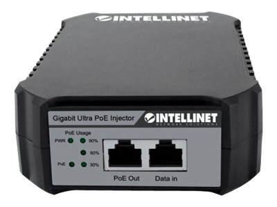INTELLINET Gigabit Ultra PoE-Injektor 1 x 95 Watt-Port IEEE 802.3bt und IEEE 802.3at/af-konform Kunststoffgehaeuse