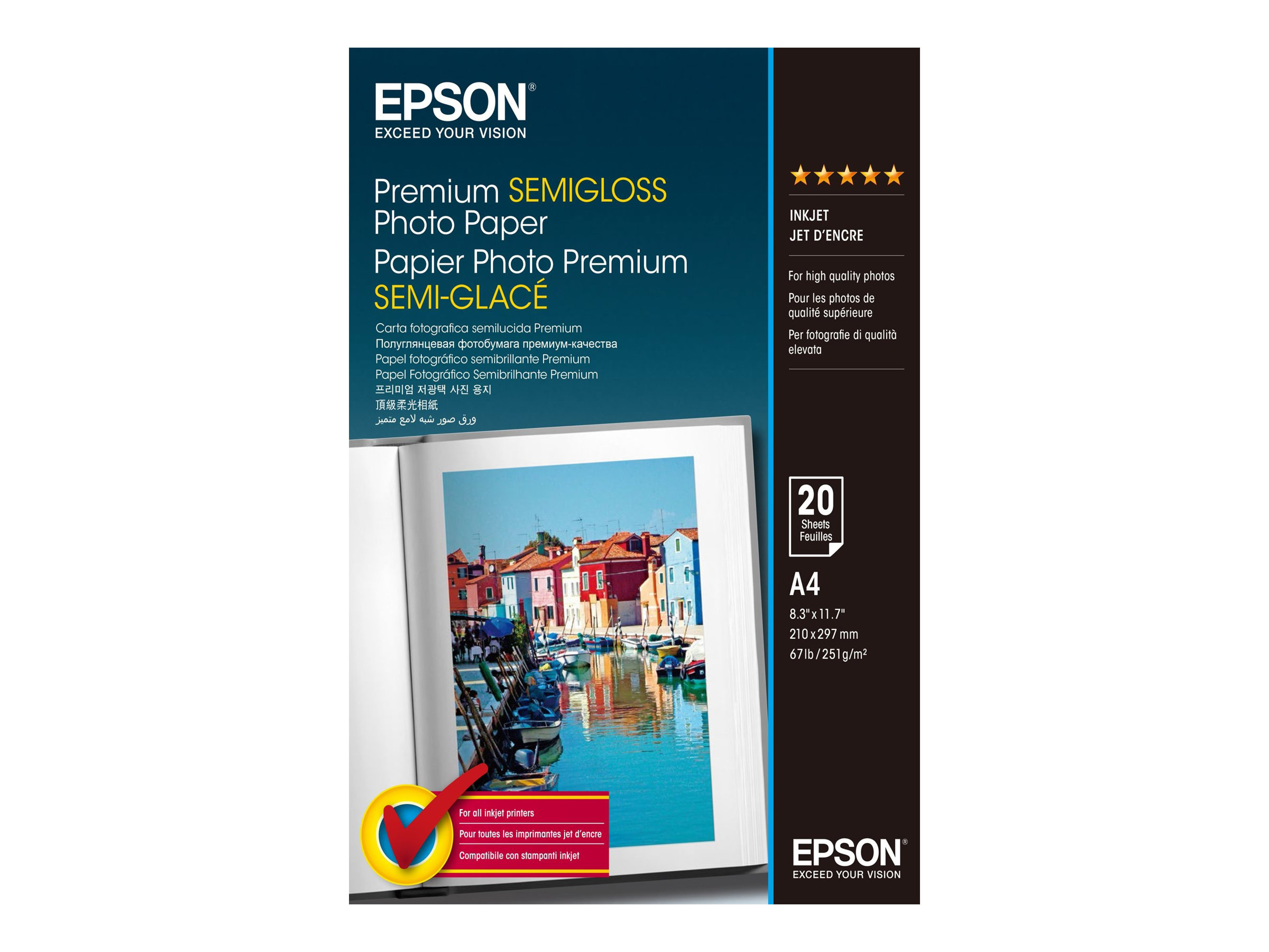 EPSON Premium semi gloss Foto Papier inkjet 251g/m2 A4 20 Blatt 1er-Pack EPSON Premium semi gloss Foto Papier inkjet 251g/m2 A4 20 Blatt 1er-Pack