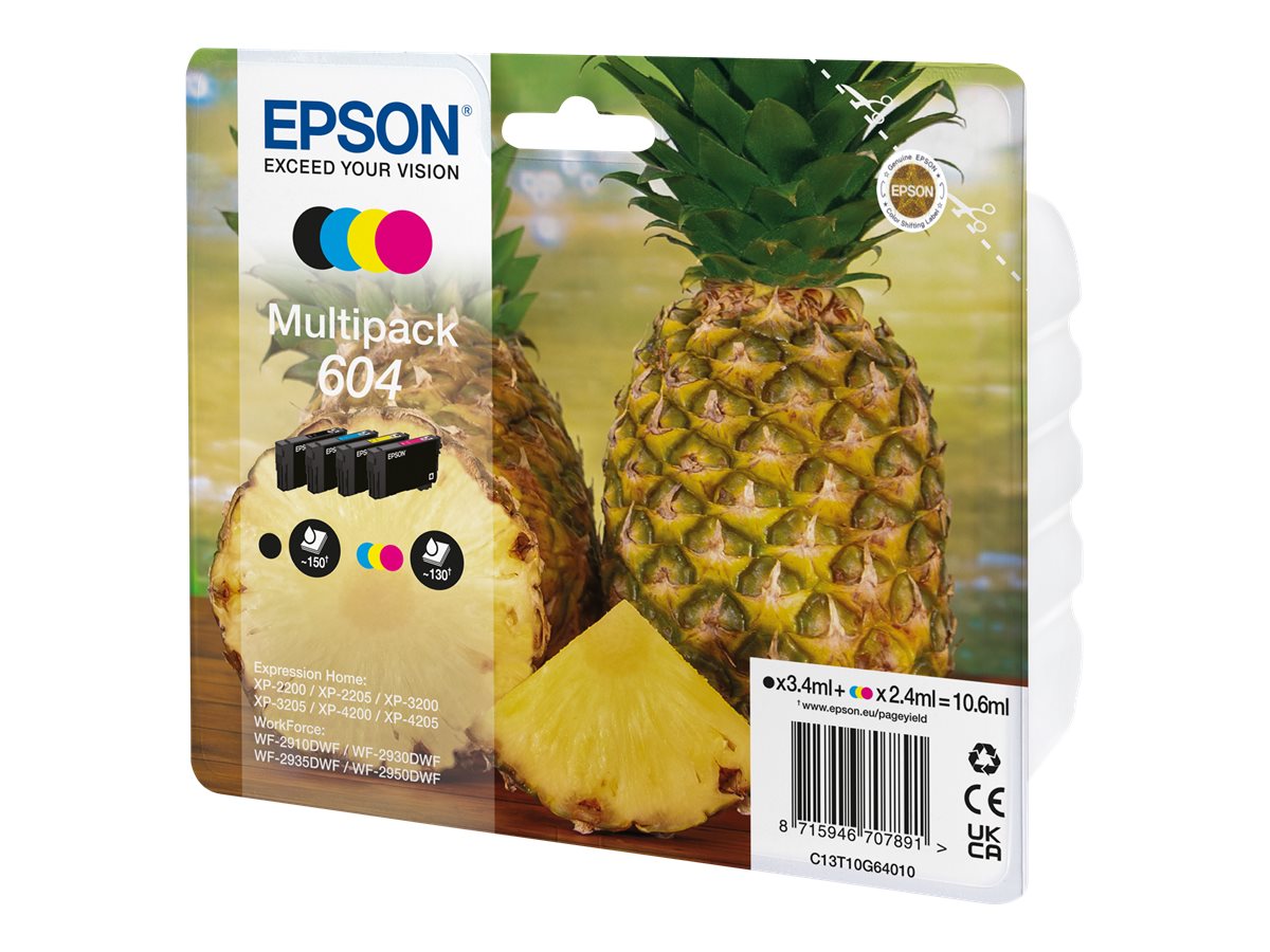 EPSON 604/T10G64  schwarz, cyan, magenta, gelb Druckerpatronen, 4er-Set