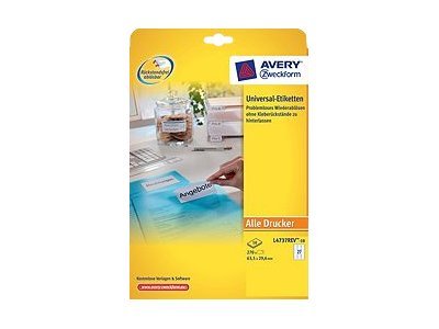 270 AVERY Zweckform Etiketten weiss 63,5 x 29,6 mm 270 AVERY Zweckform Etiketten weiss 63,5 x 29,6 mm
