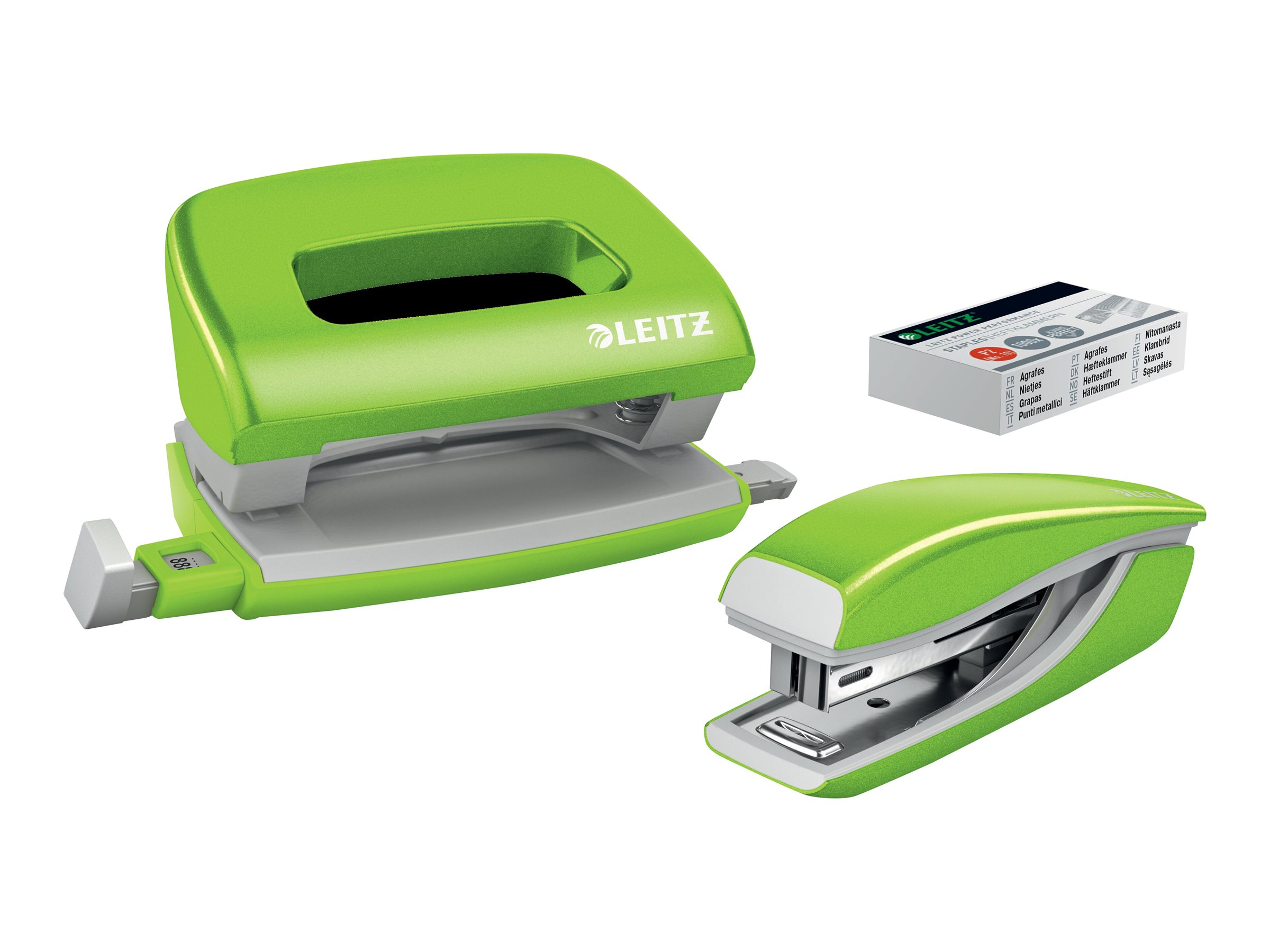 LEITZ Locher und Heftgeraete Set NeXXt WOW gruen-metallic LEITZ Locher und Heftgeraete Set NeXXt WOW gruen-metallic