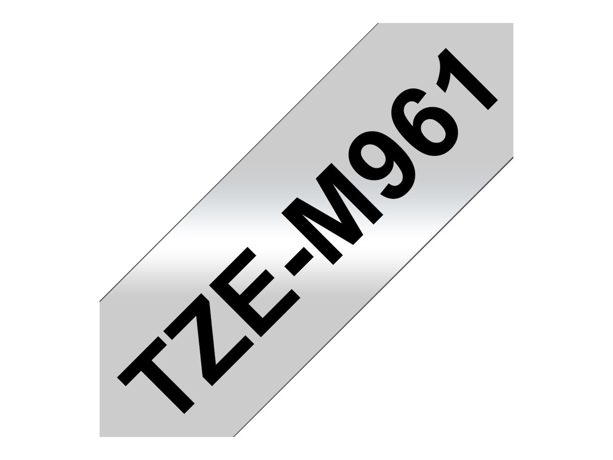 Brother TZEM961 - 36 mm - Schwarz auf Matt Silber