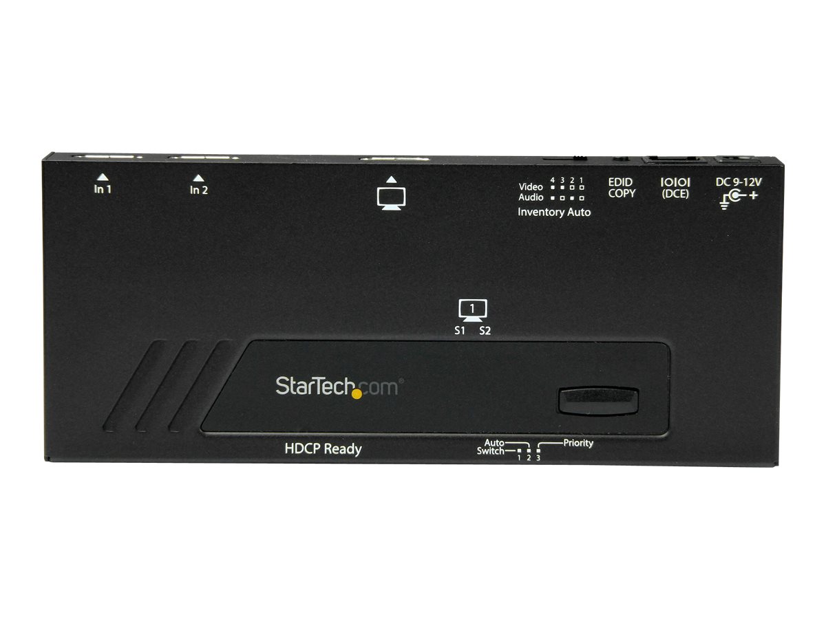 STARTECHCOM 2 Port HDMI automatischer Video Switch 4K 2x1 HDMI Switch mit Fast Switching Auto Sensing und Serial Control