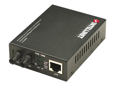 INTELLINET Fast Ethernet Medienkonverter 10/100Base-TX auf 100Base-FX (ST) Multimode 2 km