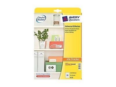 AVERY Zweckform Etiketten 6122 weiss 70,0 x 36,0 mm, 10 Blatt