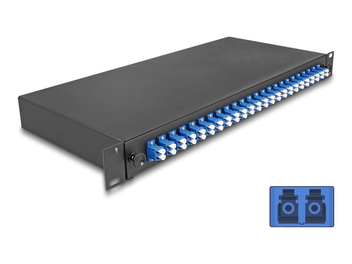 19 LWL Spleissbox 24 x LC Duplex OS2 1HE komplett bestueckt