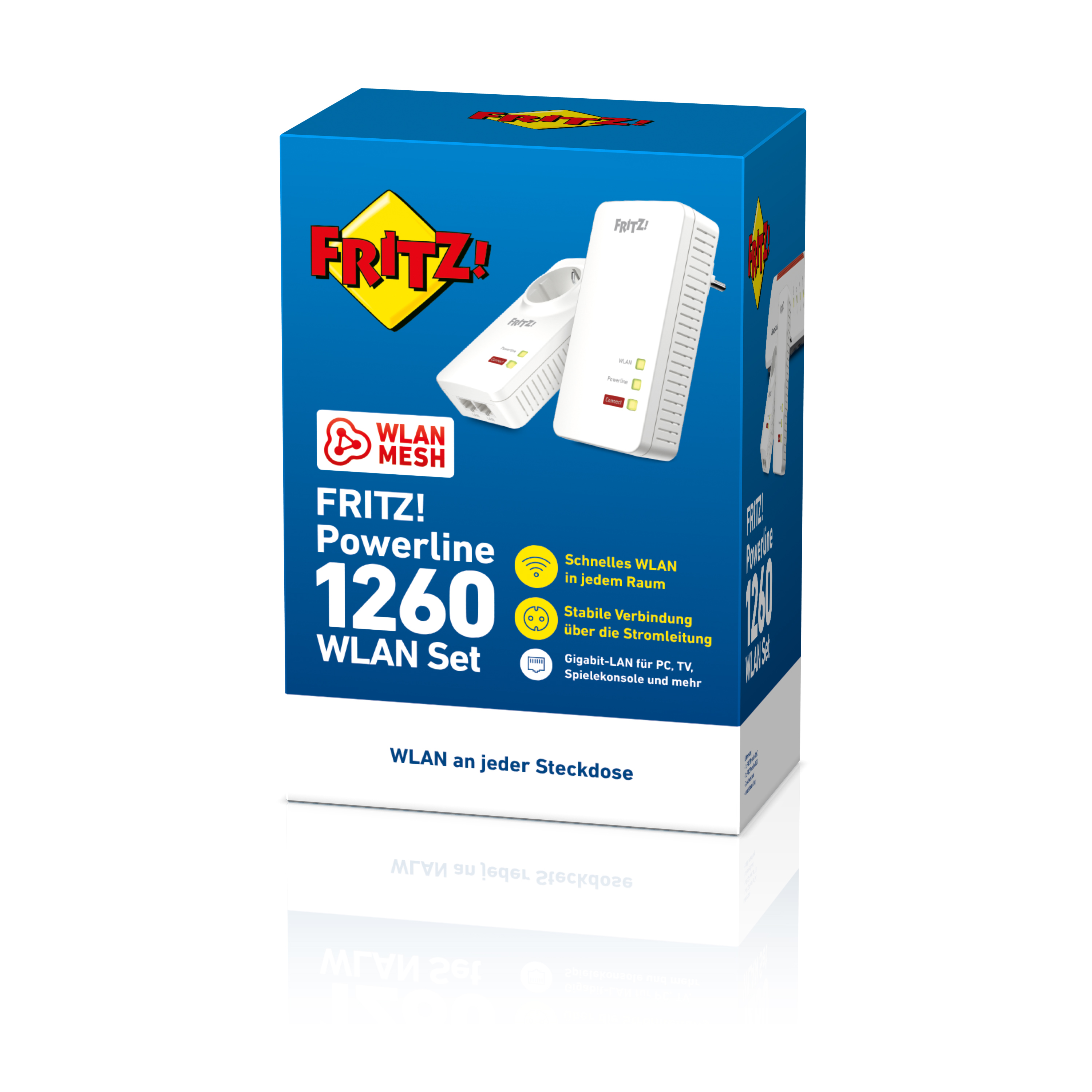 FRITZ Powerline 1260 WLAN PowerlineAdapterSet, 1 Set