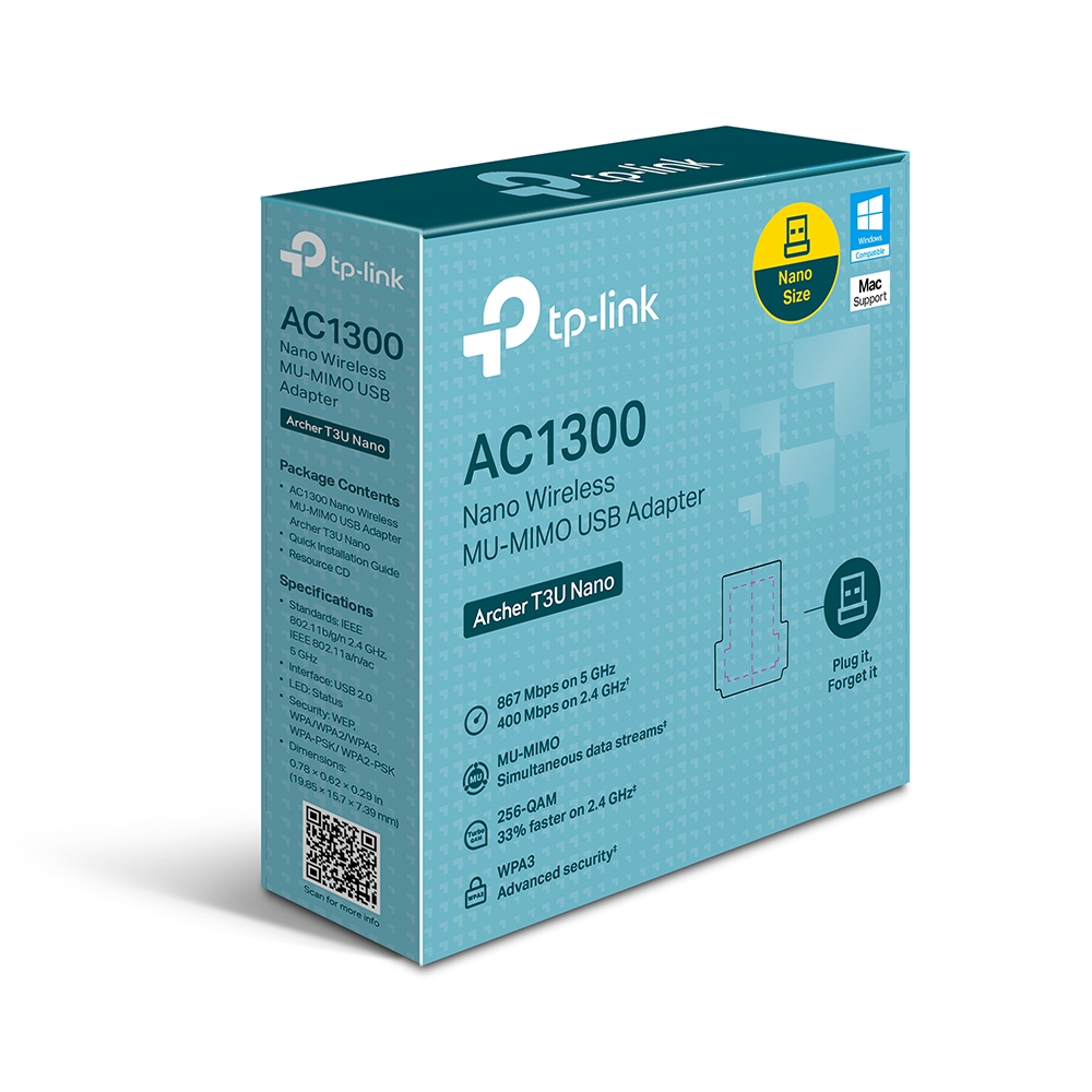 TPLink Archer T3U Nano AC1300 Mini WiFi USB Adapter