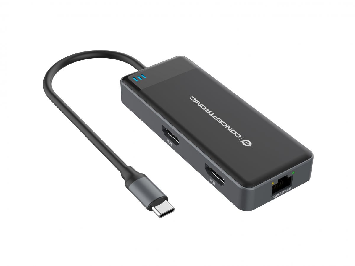 CONCEPTRONIC 71 Dock USBC2xHDMI3xUSBAGbE 25cm gr