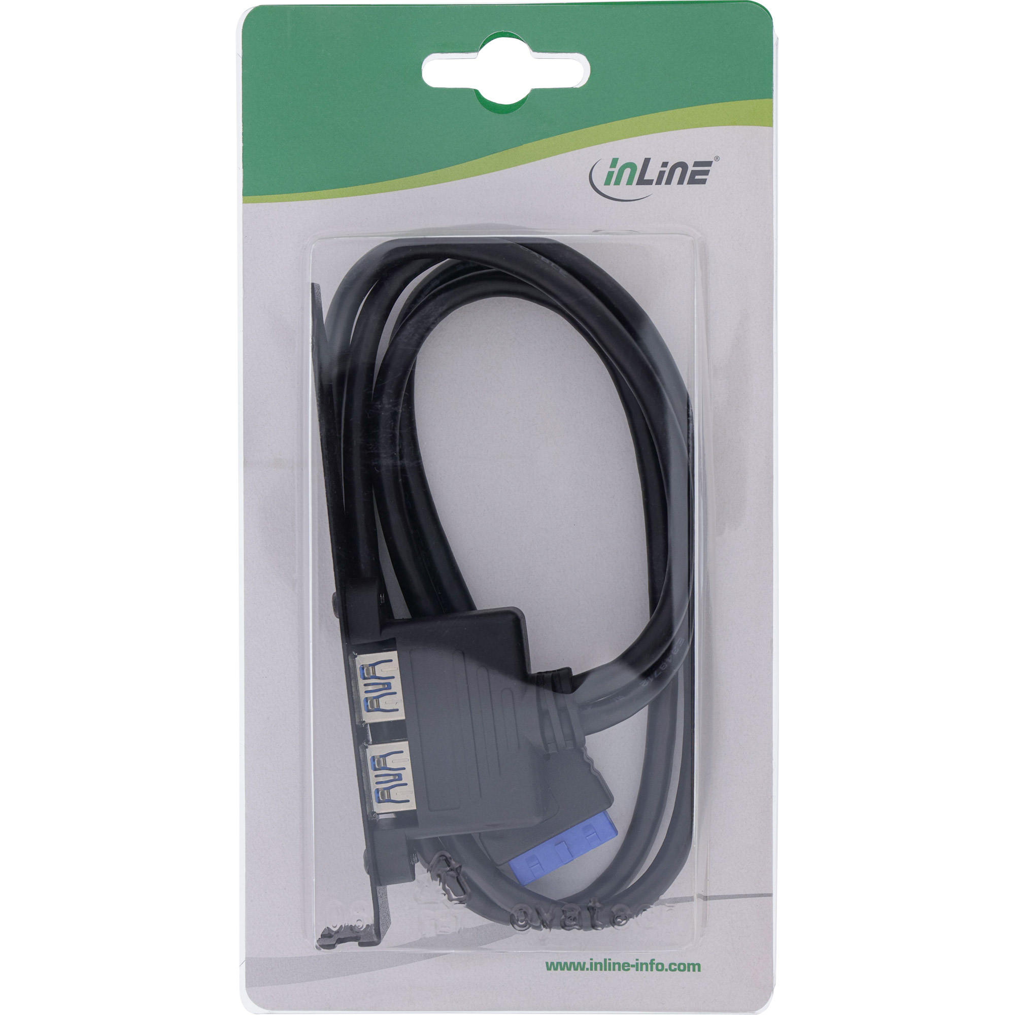 INLINE Slotblech USB 3.0 2x USB Buchse auf internen Mainboardabschluss 0,5m