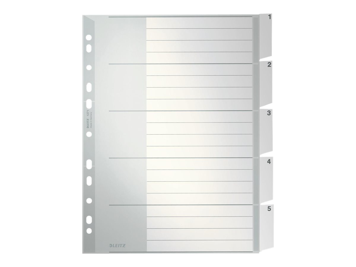 LEITZ Ordnerregister Vollformat, ueberbreite 1-5 grau-weiss 5-teilig, 1 Satz LEITZ Ordnerregister Vollformat, ueberbreite 1-5 grau-weiss 5-teilig, 1 Satz