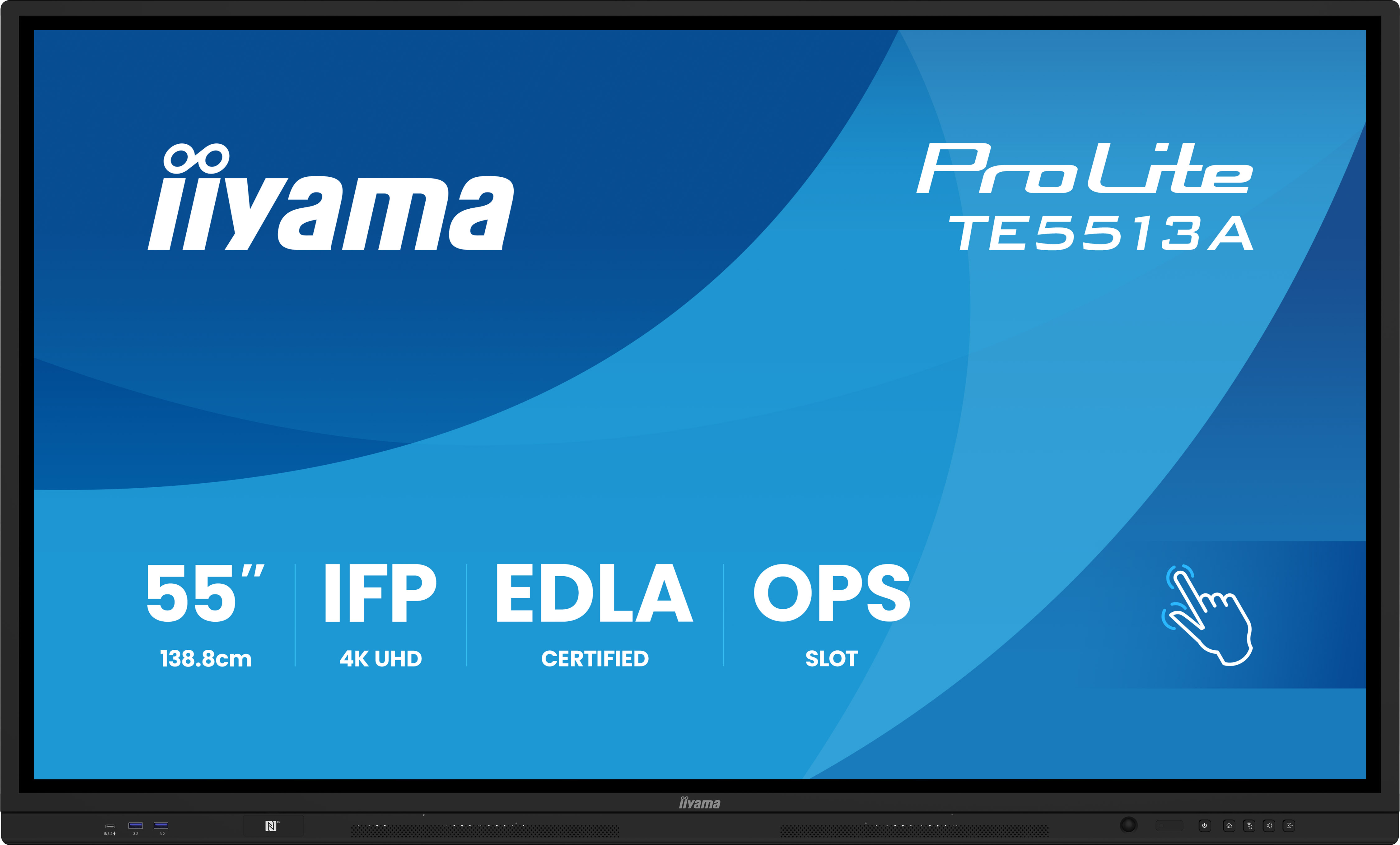 IIYAMA TE5513AB1AG 139,7cm 55Zoll iiWare21E EDLA GoogleGMSapps Android 14 8128GB 40Points PureTouch IR 3840x2160 UHD IPS
