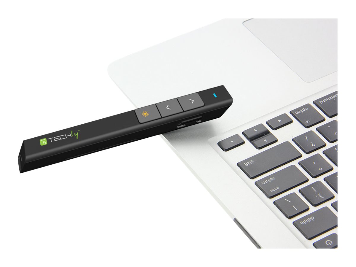 TECHLY Wireless Presenter mit Laserpointer Reichweite bis zu 100m integriertes USB Fach unterstuetzt PowerPoint Keynote und Prezi TECHLY Wireless Presenter mit Laserpointer Reichweite bis zu 100m integriertes USB Fach unterstuetzt PowerPoint Keynote und Prezi