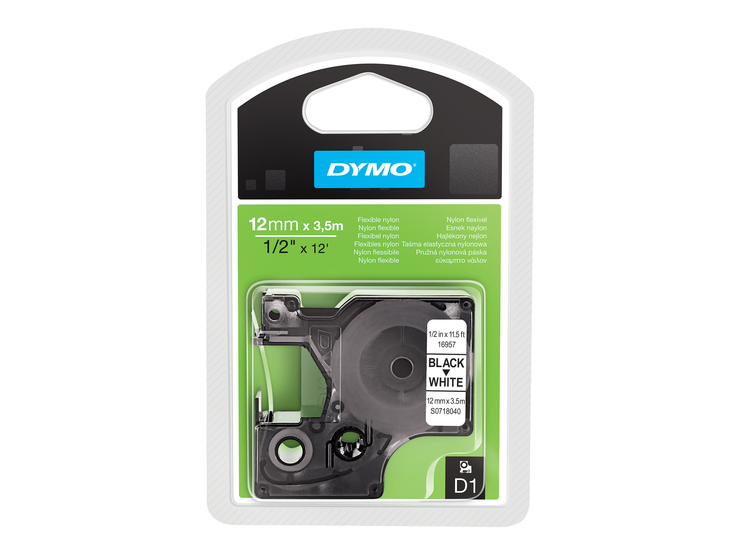 S0718040 DYMO D1 12mm SCHWARZ-WEISS