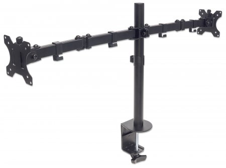 MANHATTAN Tischhalterung mit Monitorarm fuer zwei Displays von 33,0281,28cm 1332Zoll und bis 8kg zweifach schwenkbar schwarz