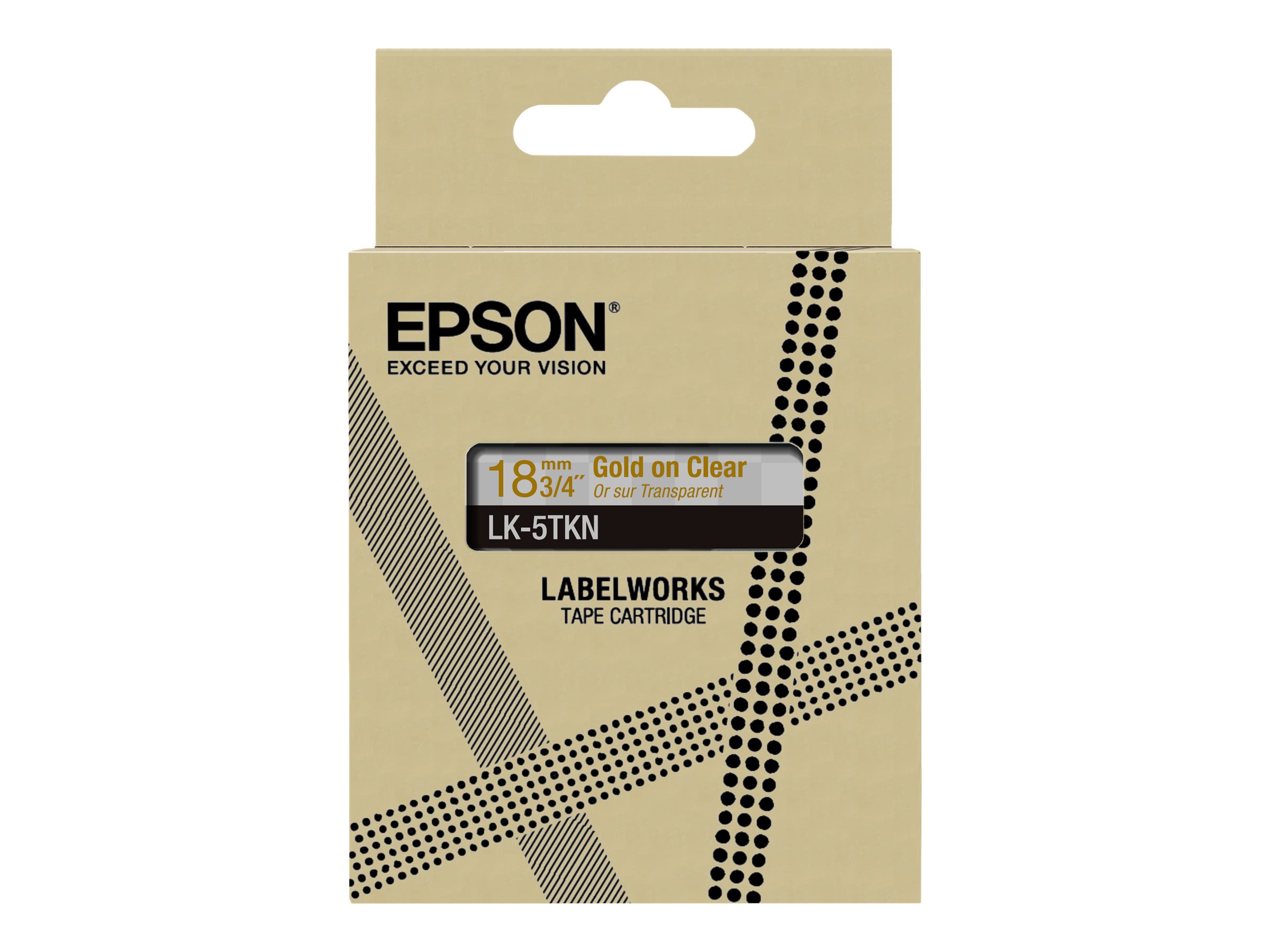 EPSON Schriftband LK LK-5TKN C53S672097, 18 mm gold auf transparent
