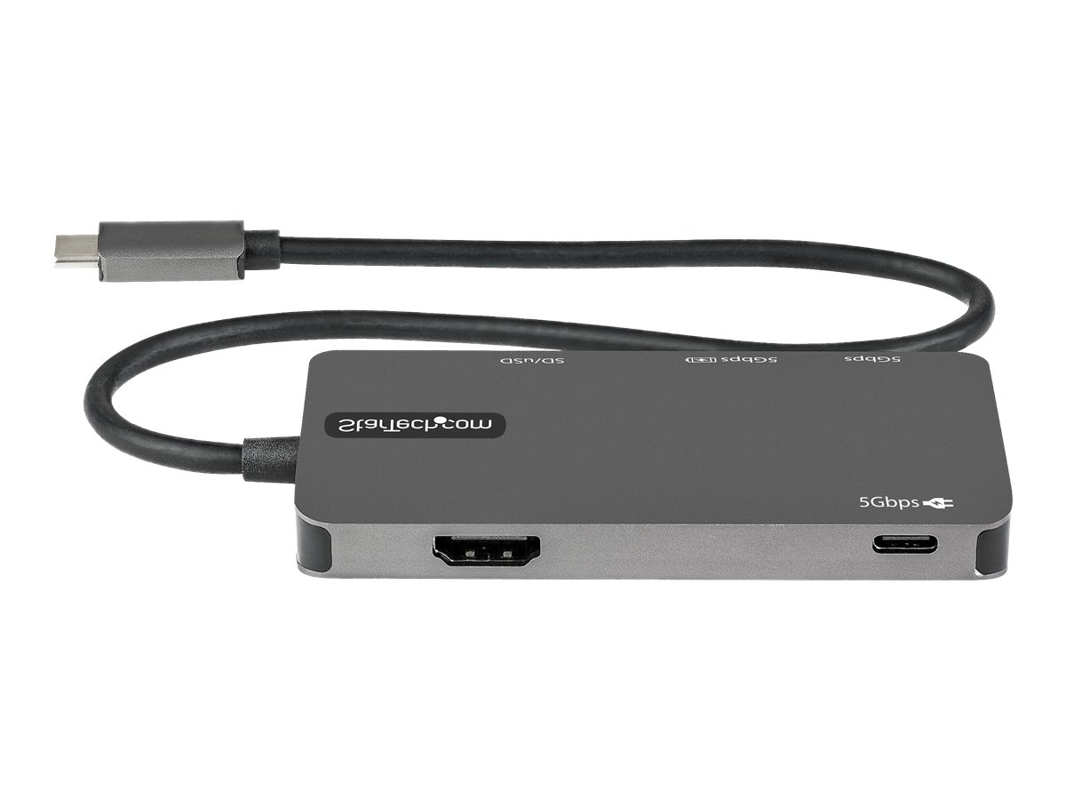 STARTECH.COM USB-C Multiport Adapter USB-C auf 4K 30Hz HDMI 100W Power Delivery Pass-Through Mini Dock mit SD/MicroSD Slot