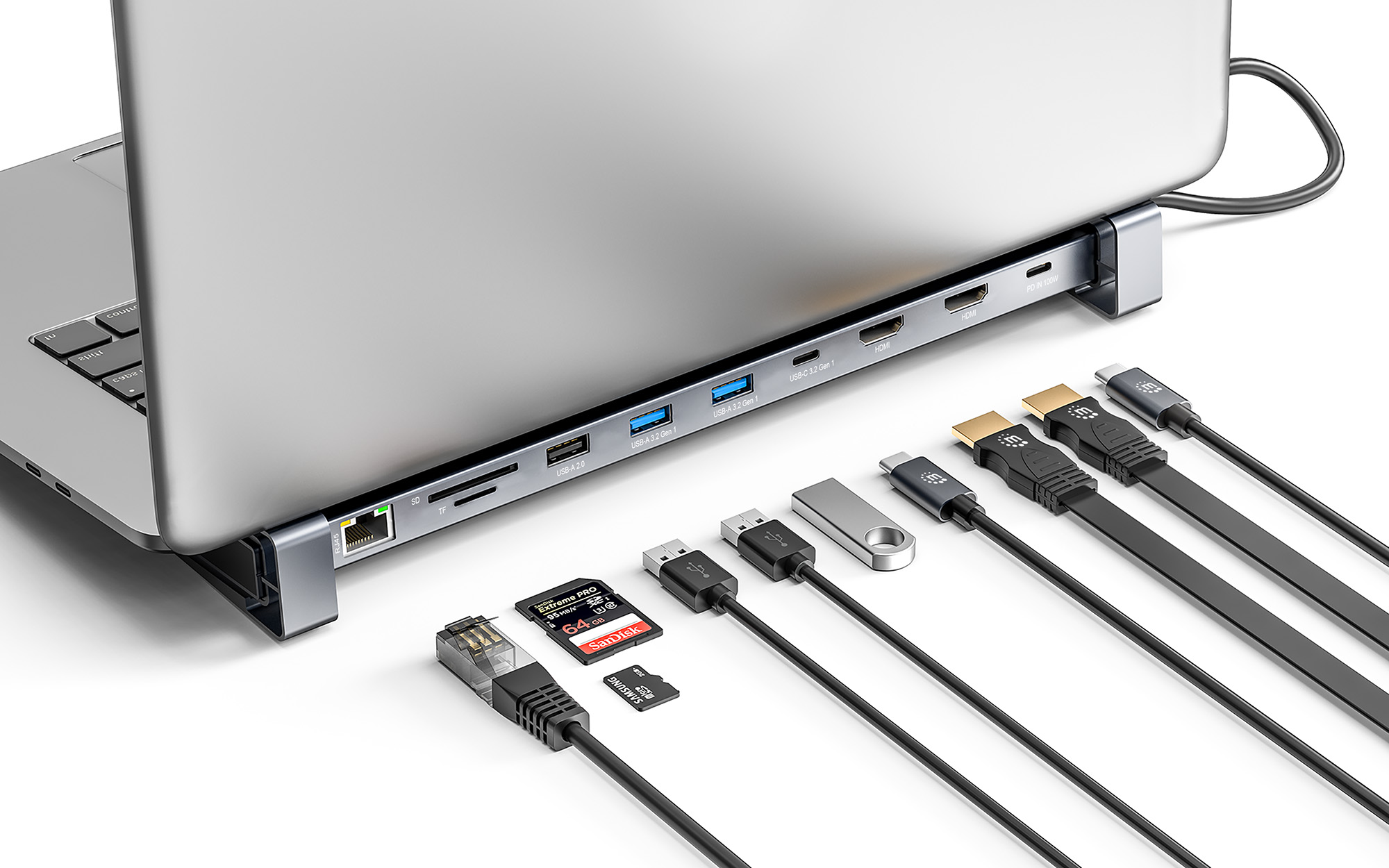 Manhattan 10-in-1 Dockingstation USB-C PD 4K HDMI