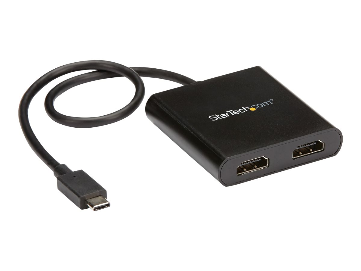 StarTech.com USB-C zu HDMI Multi-Monitor Adapter - Thunderbolt 3 kompatibel - 2 Port MST Hub - externer Videoadapter - Schwarz