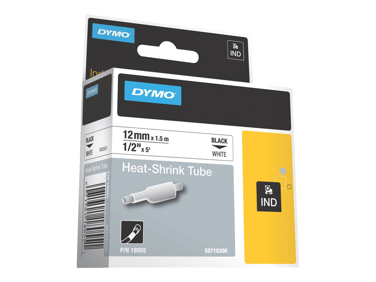 DYMO Schrumpfschlauch RHINO  18055, 12 mm schwarz auf weiss