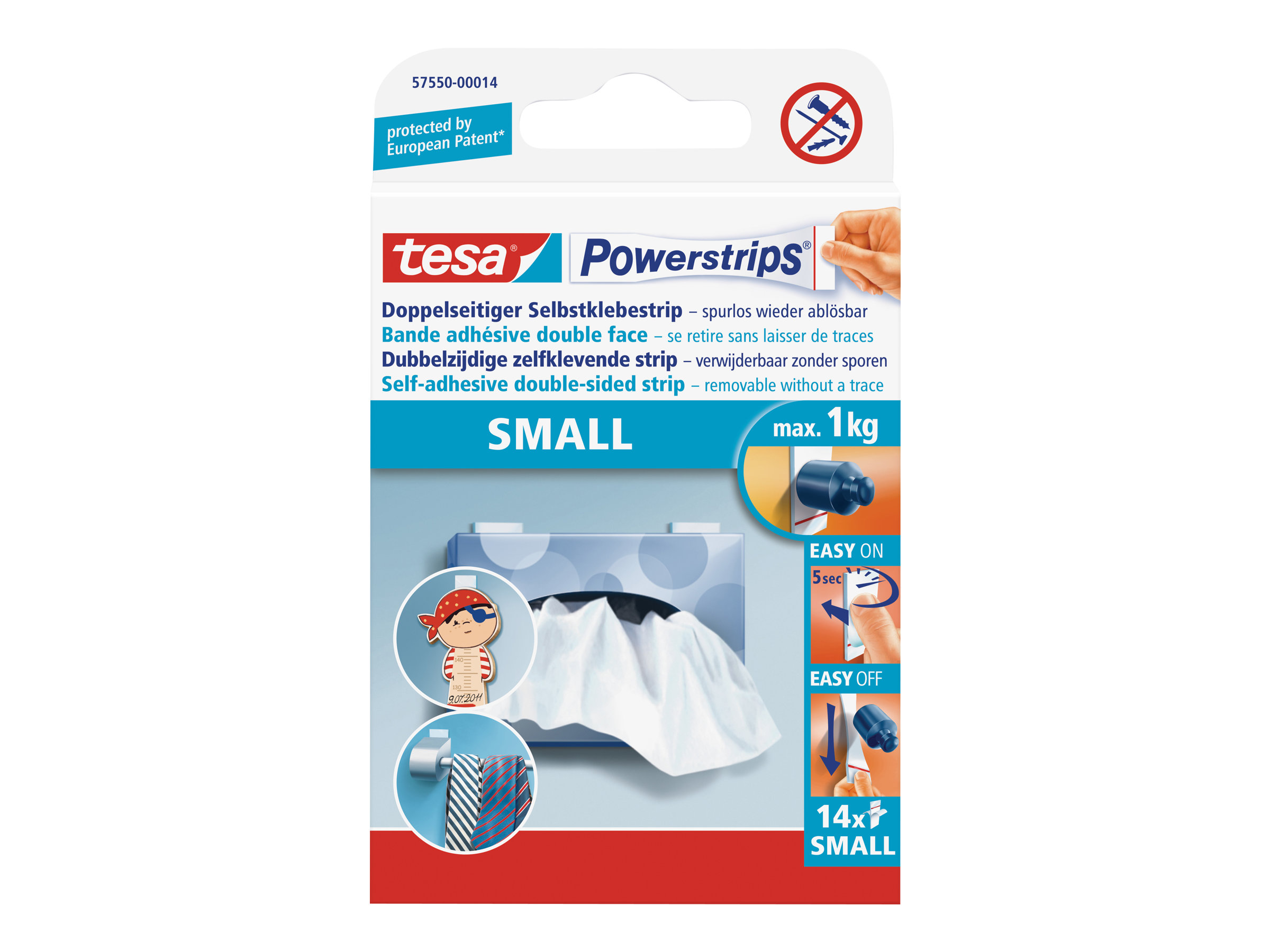 tesa Powerstrips SMALL Klebestreifen fuer max 1,0 kg 1,4 x 3,3 cm, 14 St