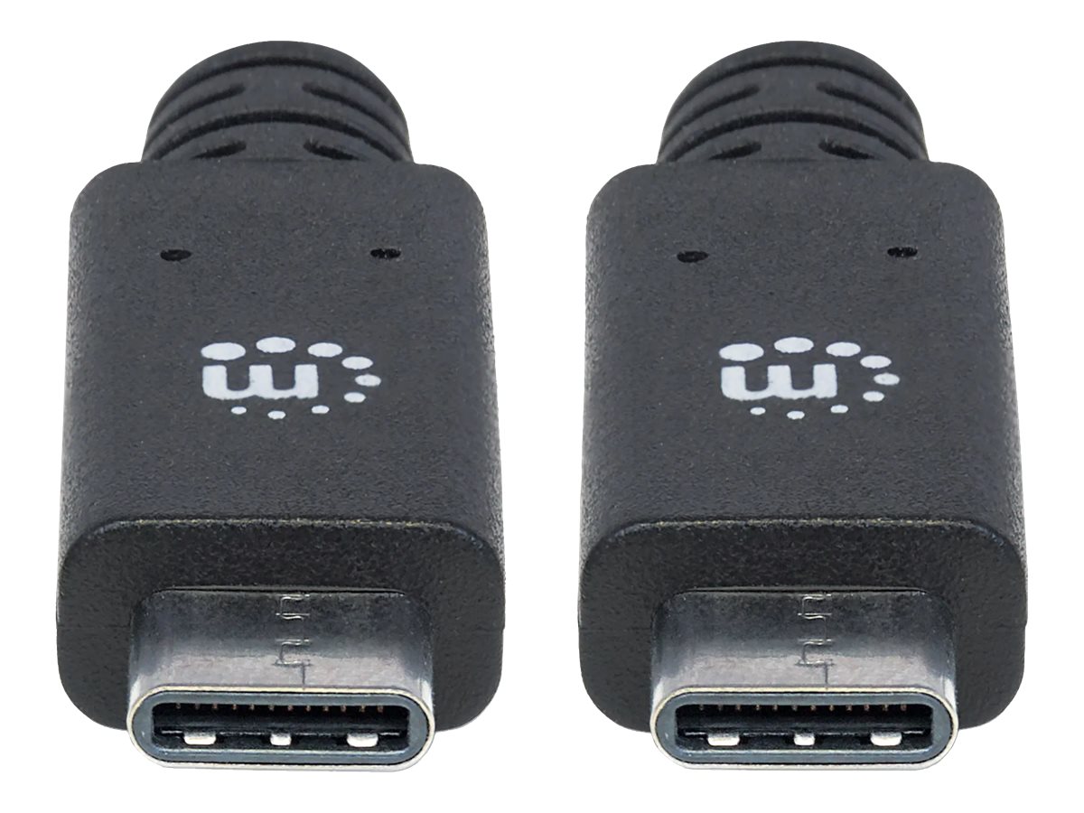 MANHATTAN SuperSpeed+ USB-C Anschlusskabel 1m USB 3.2 Gen2 Typ C-Stecker auf Typ C-Stecker 10 Gbit/s 5 A schwarz
