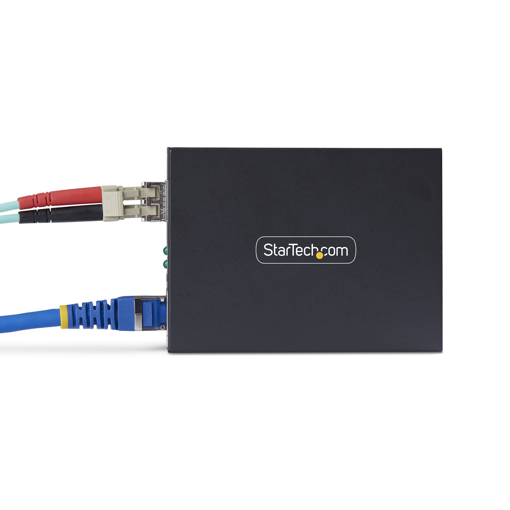 STARTECHCOM Gigabit Singlemode SM LC GlasfaserMedienkonverter 10 100 oder 1000Mbps 20 km RJ45 zu LC Vollmetallgehäuse TAA