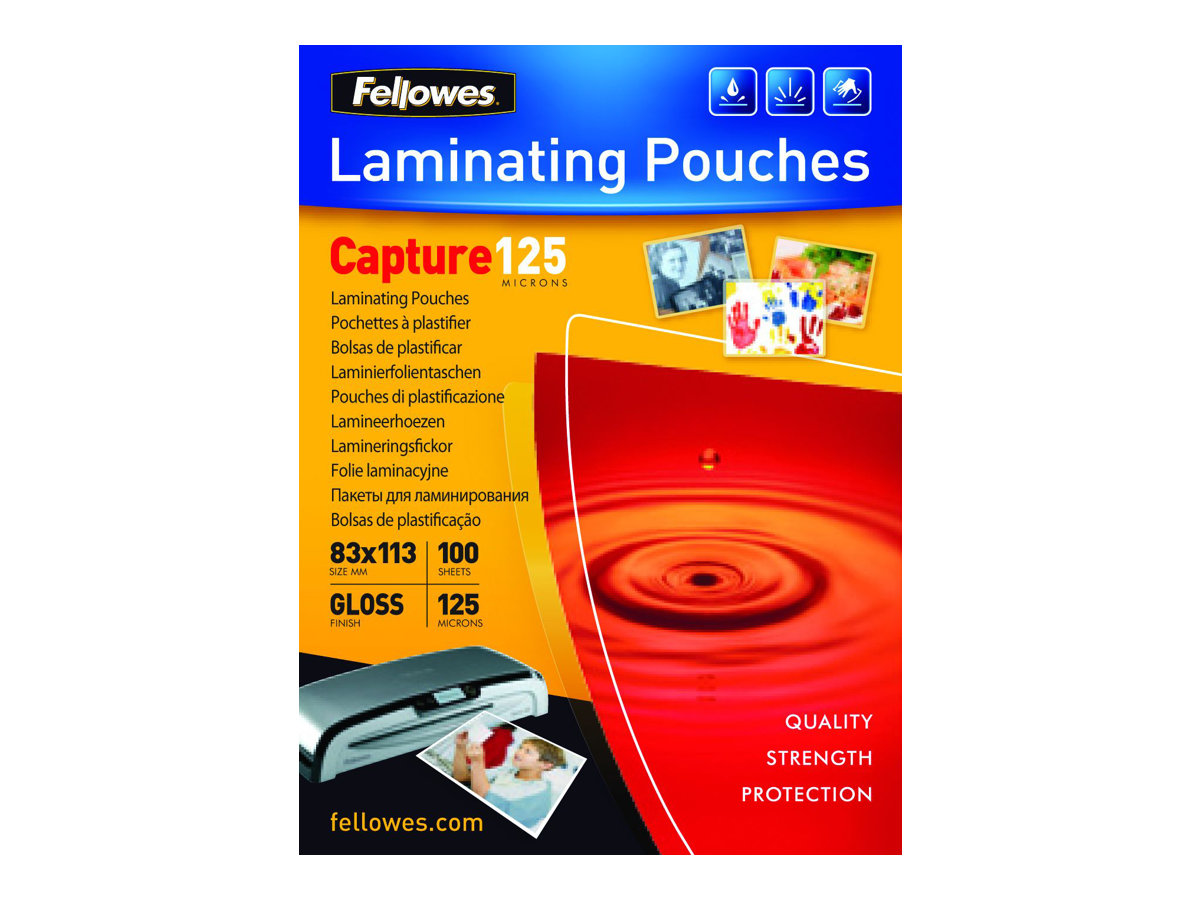 100 Fellowes Capture125 Laminierfolien glaenzend fuer Kleinformat 125 micron 100 Fellowes Capture125 Laminierfolien glaenzend fuer Kleinformat 125 micron