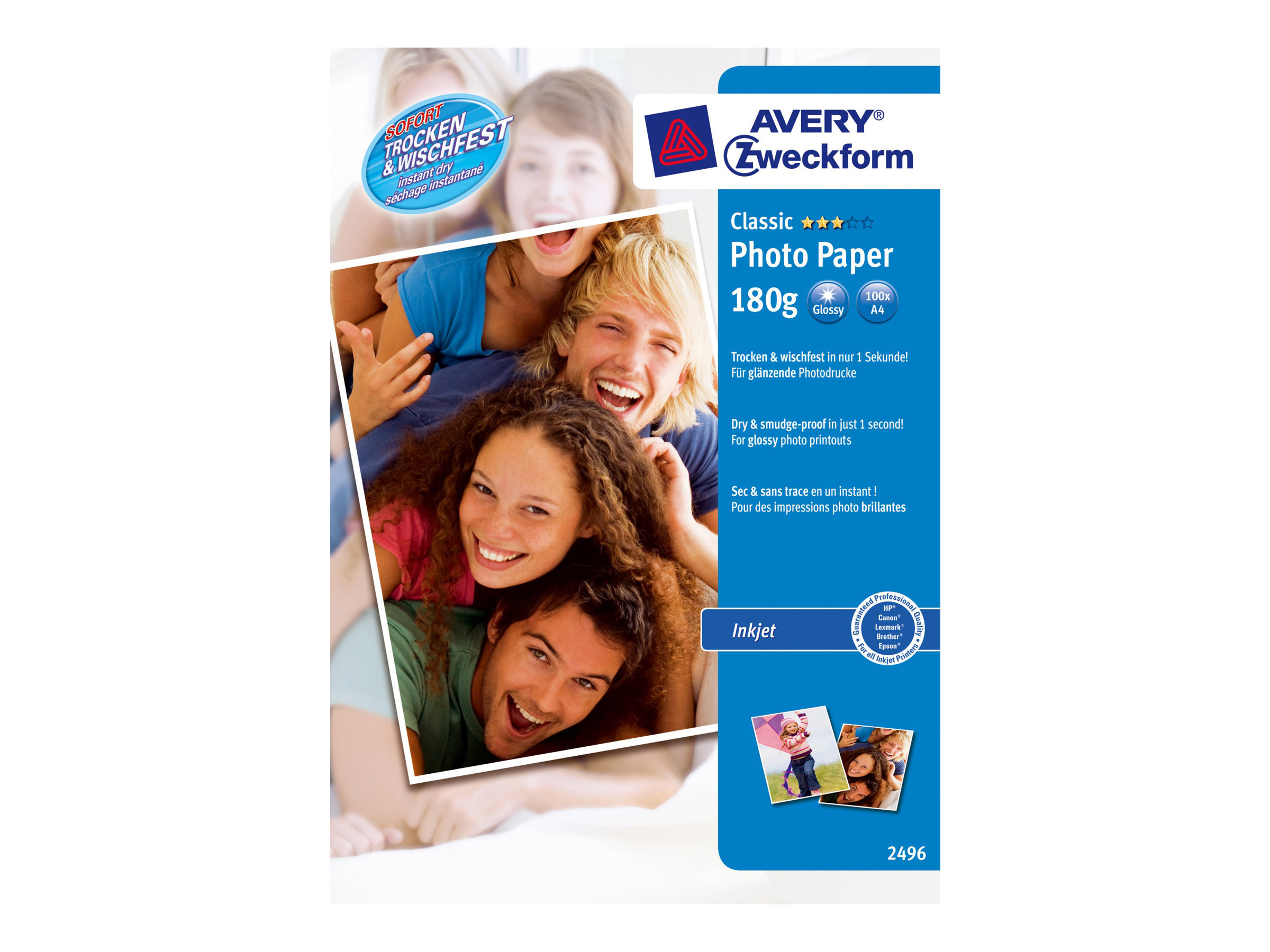 AVERY Zweckform Fotopapier 2496 DIN A4 glaenzend 180 g/qm 100 Blatt AVERY Zweckform Fotopapier 2496 DIN A4 glaenzend 180 g/qm 100 Blatt