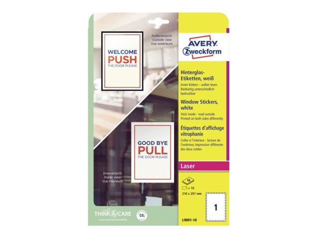 10 AVERY Zweckform Hinterglasaufkleber L900110 weiss 210,0 x 297,0 mm