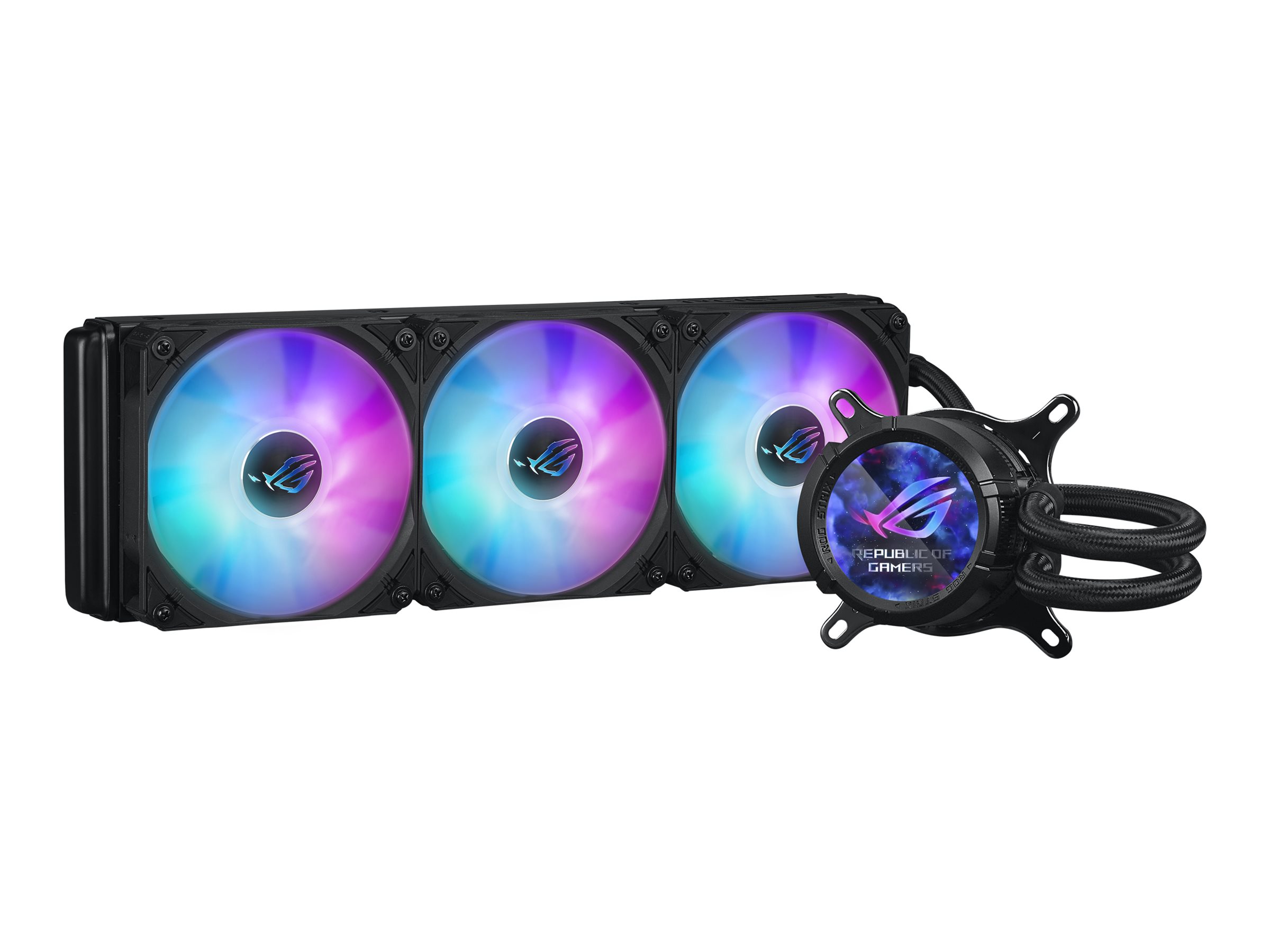 ASUS ROG Strix LC III ARGB LCD allinone CPU liquid cooler with 21 IPS LCD Aseteks new Gen7 v2 pump and premium ROG ARGB fans