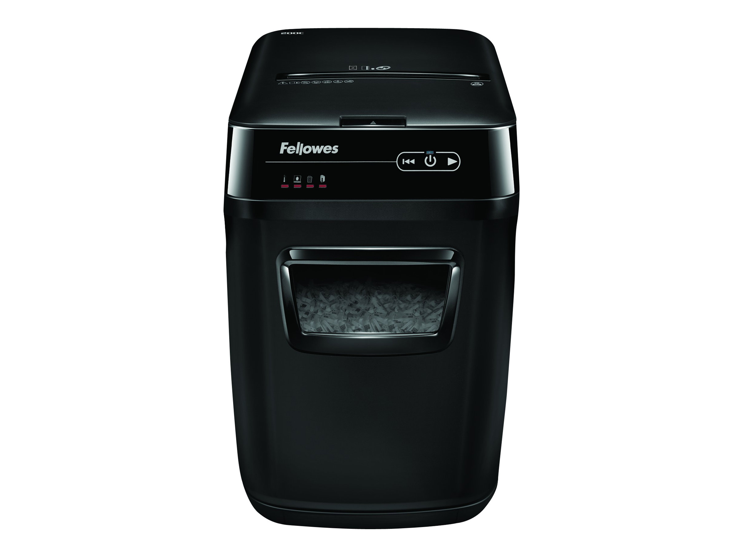 Fellowes AutoMax 200C Aktenvernichter mit Partikelschnitt P-4, 4 x 38 mm, bis 200 Blatt, schwarz Fellowes AutoMax 200C Aktenvernichter mit Partikelschnitt P-4, 4 x 38 mm, bis 200 Blatt, schwarz