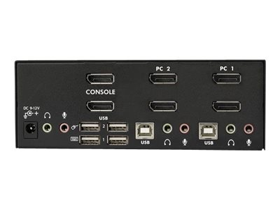 STARTECH.COM DisplayPort KVM Switch - 2 Port - Dual-Display - 4k 60hz - USB Hub - Audio and Microphone