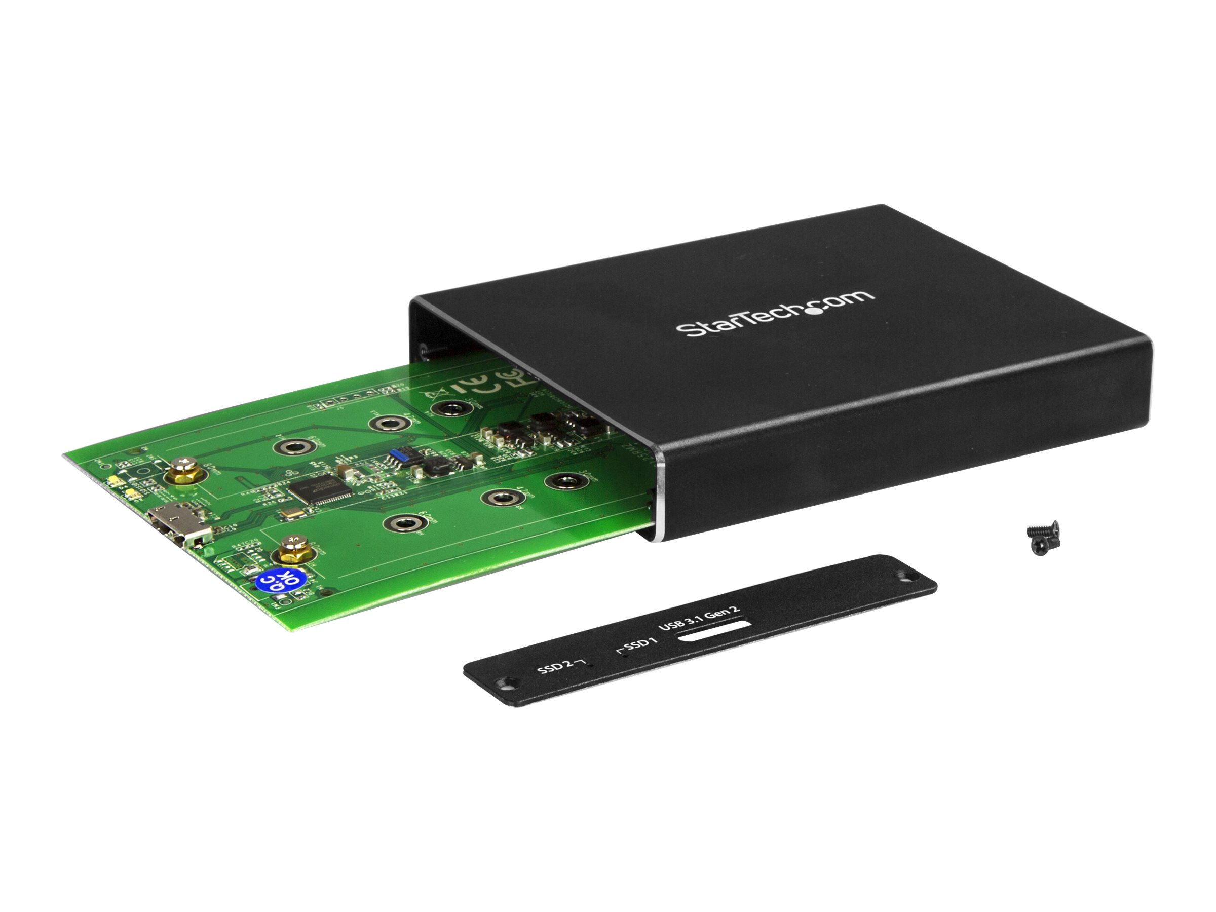 StarTech.com SSD Festplattengehäuse für zwei M.2 Festplatten - USB 3.1 Type C - USB C Kabel - USB 3.1 Case zu 2x M2 Adapter - Flash-Speicher-Array
