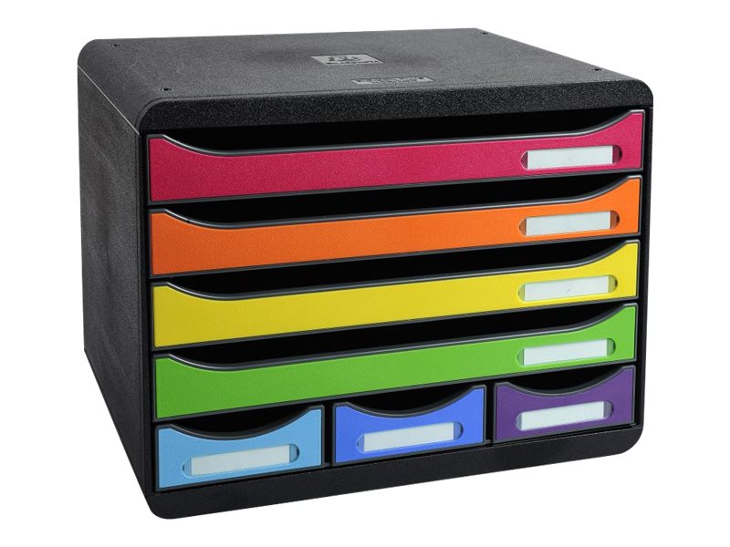 Exacompta Schubladenbox STORE-BOX rot, orange, gelb, gruen, hellblau, violett 307798D, DIN A4+ quer mit 7 Schubladen Exacompta Schubladenbox STORE-BOX rot, orange, gelb, gruen, hellblau, violett 307798D, DIN A4+ quer mit 7 Schubladen